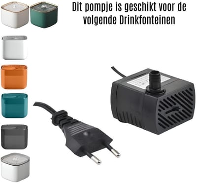 BlueTime® Drinkfontein Pomp - EU stekker - Snoer 1.5m - Fluisterstil - Ultra Stil - Duurzaam