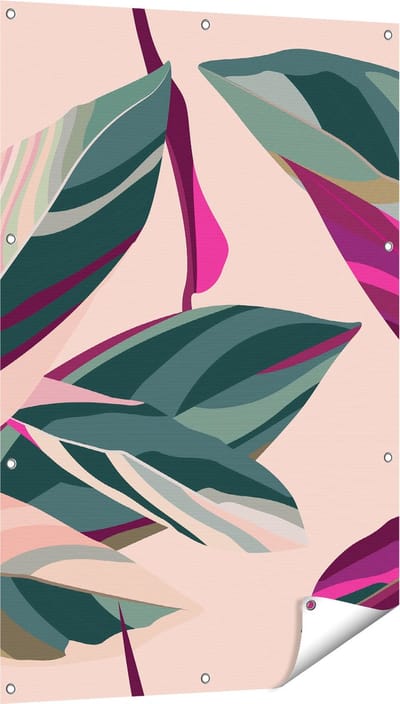 Gards Tuinposter Bloem Bladeren - Bloemen - Abstract - 80x120 cm - Tuindoek - Tuindecoratie - Wanddecoratie buiten - Tuinschilderij