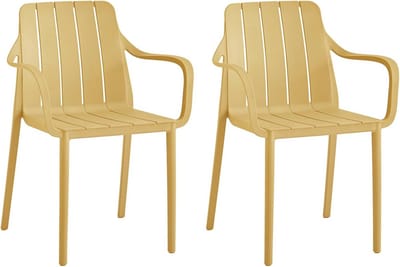 Stapelbare Tuinstoelen Set van 2 - Weerbestendig en UV-bestendig - Voor Balkon, Terras en Eetkamer - Tot 200 kg