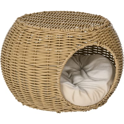 PawHut Rattan Kattenhuis - Imitatie rotan van kunststof - 40x40x30cm - Bruin