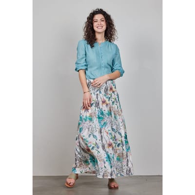 DIDI Smocked Skirt Magic In Offwhite With Palm Festival Print Taglia: 48 | Maxi gonne Outlet | Donna | Bianco