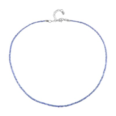 Cavill - Zilveren Halsketting - 925 Sterling Zilver - 21,76 ct AAA Ceylon Saffier - Elegante Blauwe Gefacetteerde Fancy Kralen - Luxe Dames Sieraad