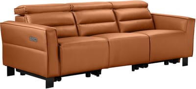 Carpari-3Zitsbank - 2 Elektrische Relaxfauteuils - Cognac