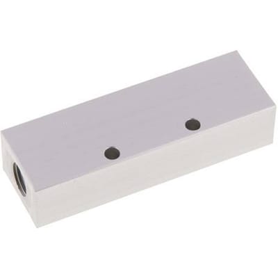 2xG 1/4'' x 3xG 1/8'' Aluminium Verdeelblok Eenzijdig 16 Bar - FL2-F-A-014G-018G-3MS