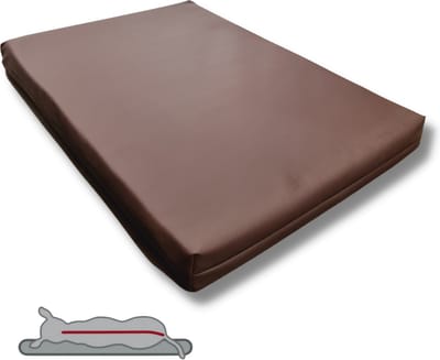 Topmast Support Plus - Orthopedisch Hondenkussen - 80 x 55 x 10 cm - Hondenbed - Bruin - Hondensofa - Hondenmand - Leatherlook Hondenmatras