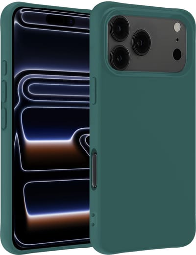 Hoesje - Geschikt voor iPhone 17 Pro / 18 Pro - Sterk & Shockproof - Siliconen Case - Hoes Cover - Telefoonhoes - Donkergroen