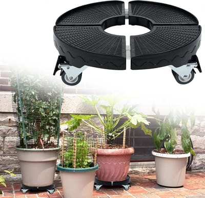 Planten trolley - Rol dienblad - Planten verplaatsen - Verstelbare maat - 39-52 cm - Zwart