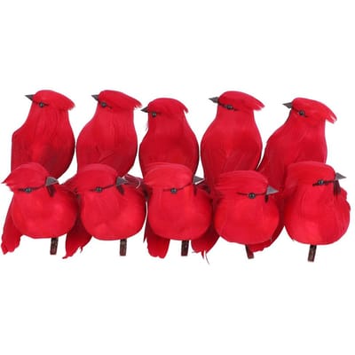 10 Stuks Rode Schuim Handgemaakte Kunstmatige Gesimuleerde Vogel Tuin Gazon Tuin Buitendecoratie red