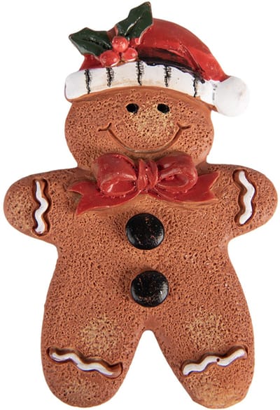 Clayre & Eef Magneet Gingerbread man 6x1x9 cm Bruin Kunststof