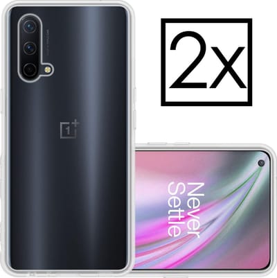Hoesje - 2 Stuks - Geschikt voor OnePlus Nord CE - Sterk & Shockproof - Case Siliconen - Back Cover - Telefoon Hoes - Transparant