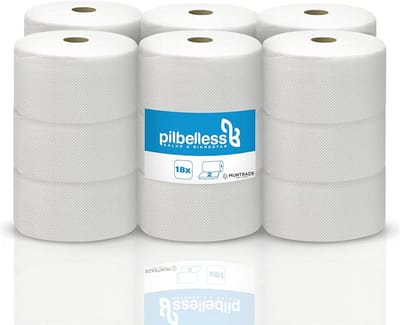 Industrieel toiletpapier - Dubbellaagsrollen - Hygiënisch werken - Biologisch afbreekbaar - 18 rollen - Wit