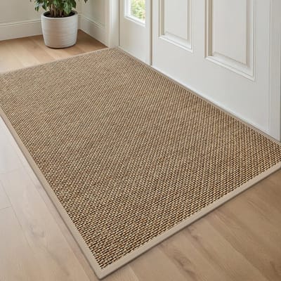 Deurmat 90 x 140 cm, antislip vuilopvangende deurmatten voor binnen met rubberen achterkant, onopvallende entreematten voor entree, terras, Beige