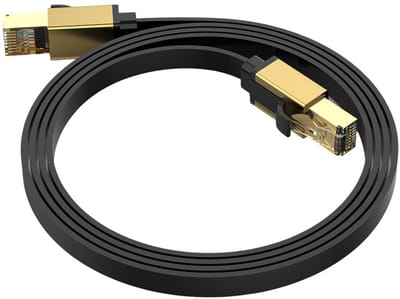 CAT 8 Ethernet adapter kabel - netwerkkabel internet - Gigabit - 40 Gbps - S/FTP afgeschermd - LAN Internetkabel - RJ45 CAT8 - 1 meter - zwart en goud