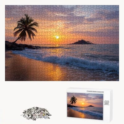 Houten Puzzel - Legpuzzel Volwassenen - Ontspanning en Decoratie - Precisie Gesneden Stukjes - 75 x 50 cm - Zonsondergang