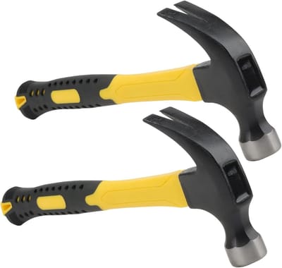 2 Stuks 0.5kg Gebogen Klauwhamer, 15.7 Inch Korte Klauwhamer voor Binnen en Buiten Gebruik, Handgereedschap voor Klussen en Renovatie