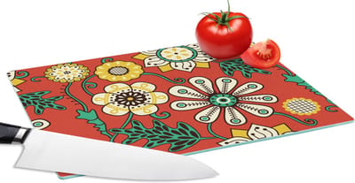 Glazen Snijplank - 28x20 - Design - Bloemen - Hippie - Retro - Snijplanken Glas