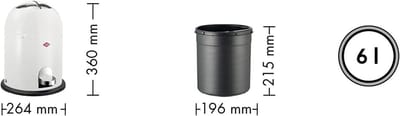 Pedaalemmer Casa Serena Mini Master - 6 liter Cosmetica-afvalemmer Wit - Hygiënische Badkamer-, Keuken- en Kantoorprullenbak - Geluidsarme Sluiting met Kunststof Inzetstuk - Modern Cilindrisch Desi...