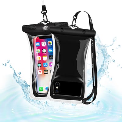 Kyrox Waterdicht Telefoonhoesje – Onderwater Hoesje Telefoon – Waterbestendige Telefoonhoes – Drijvend – Universeel voor Alle Smartphones – Gevoelig Touchscreen – met Verstelbare Band – Tot 7 Inch – Waterdichte Telefoonhoesje – Zwart