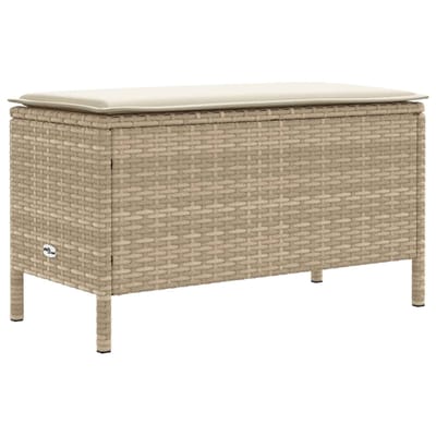 vidaXL - Tuin - Voetenbank - Beige - en - Crème - 80 - x - 38 - x - 42 - cm - PE - Riet