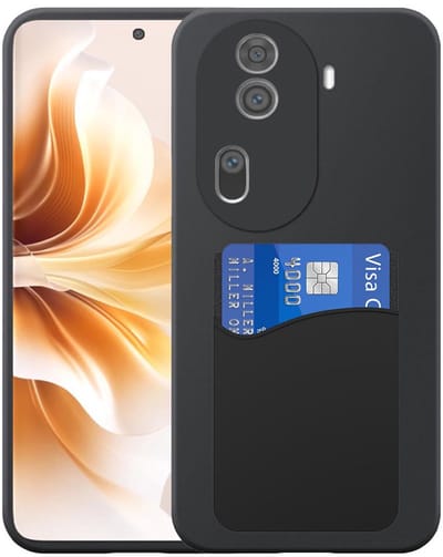 Geschikt voor Oppo Reno 11 Pro Telefoonhoesje met Siliconen Pasjeshouder - Flexible Back Cover Case Siliconen TPU with Silicone Cardslot - Zwart - Smartphonica geschikt voor Oppo Reno 11 Pro