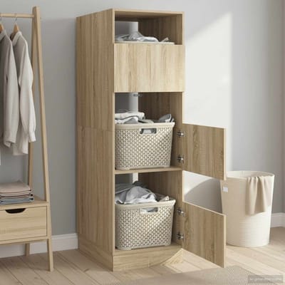 vidaXL - Wasrek - met - opslag - Sonoma - 50 - x - 68 - x - 162 - cm - Bewerkt - hout