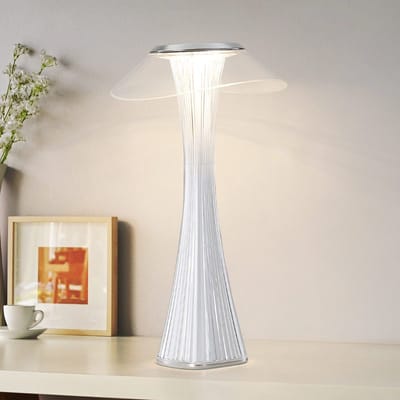 Glitzerlife - Tafellamp Nachtlamp Tafellamp - Dimbare LED Bedlamp - Touchbediening USB Oplaadbaar Batterij Nachtlicht Sfeerlamp voor Slaapkamer Camping - PMMA ABS - Ø15cm - Wit