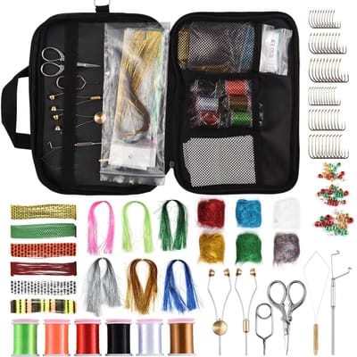 150 stuks Vliegbindgereedschap en Vliegbindmaterialen Kit voor Beginner Vissen Kunstaas Maken veelkleurig