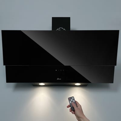 GURARI GCH 268 BL 9 Prime N+Koolfilter range Afzuigkap, Afzuigkap 90cm/ zwart glas/ efficiënt/ krachtige afzuiging 1000m³/h