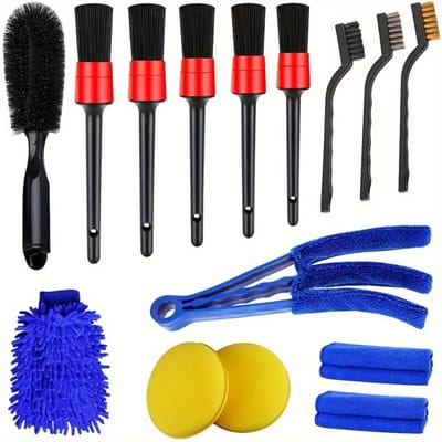 15-delige Auto Detailing Borstelset – Auto Schoonmaak Producten - Complete Reinigingskit voor Interieur & Exterieur | Wielen, Leer & Dashboard – Auto Schoonmaak Accessoires
