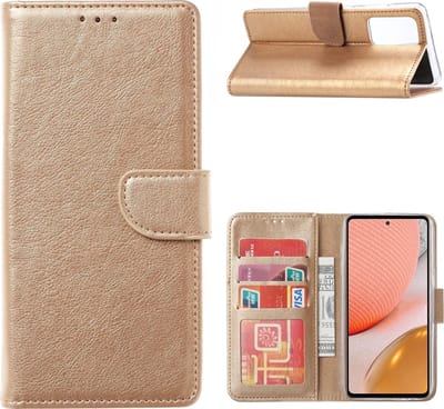 Hoesje Geschikt Voor Samsung Galaxy A32 Hoesje portemonnee hoes - Hoesje Geschikt Voor Samsung Galaxy A32 5G bookcase wallet cover - Goud
