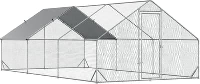 Kippenhok - Kippenren - Met ren - Voor buiten - Staal - 300cm x 600cm x 200cm - Grijs