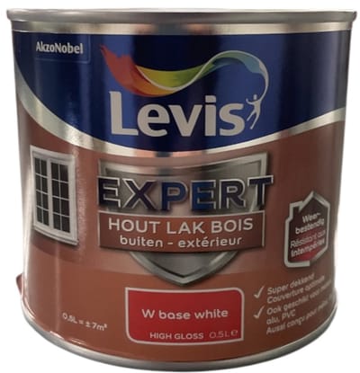 Levis Expert Hout Lak Buiten High Gloss - Topkwalitatieve hoogglans afwerkingslak op solventbasis - Toepasbaar op hout en andere ondergronden - 0.50 L - RAL 9010 Pure White ( gebrokenwit)