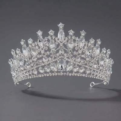 Kroon voor dames-Prinsessenkroon-Diadeem-Kroon-Strass-Elegant en Duurzaam - Geschikt voor Verschillende Gelegenheden-Haarsieraad-Stijl 4