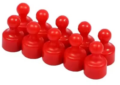 TLVX 10 stuks Sterke Pion Magneten Kleur Rood 12 x 20mm / Magnetisch / Foto magneet / Koelkast magneten / Whiteboard magneten / Speel en leer magneetjes / School / Boodschappenlijst / Memo / Notitie / Sleutel / Kantoor / Schoolbord / Rode Magneten