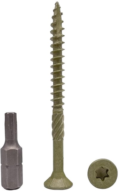 Groene anti-corrosie afwerking houten terrasschroeven 5,0 x 60 mm - 300 stuks
