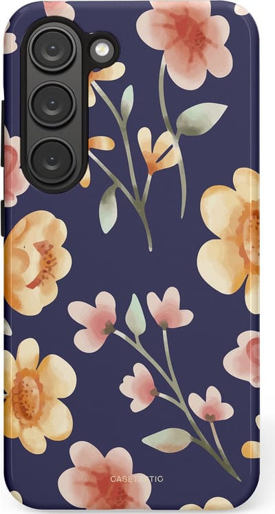 Casetastic Hoesje Geschikt voor Samsung S23 - Stijlvolle Beschermende Duo-layer Case - Fluweel Bloemendesign