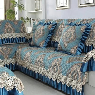 Vier seizoenen universele grote rok bankhoes Europese stijl antislip bankmat luxe woonkamer kanten kussen bankhanddoek 40x70cm  3edge 18cm