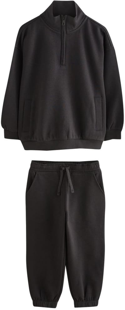 Next - Meisjes - Set met sweater met trechterkraag en joggingbroek met hoog katoenpercentage - Zwart
