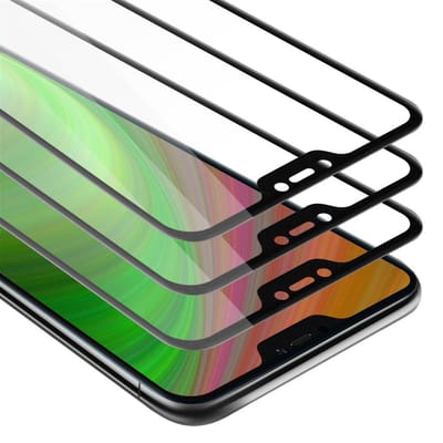 Cadorabo 3x Screenprotector geschikt voor Xiaomi Mi A2 LITE / RedMi 6 PRO Volledig scherm pantserfolie Beschermfolie in TRANSPARANT met ZWART - Getemperd (Tempered) Display beschermend glas in 9H hardheid met 3D Touch
