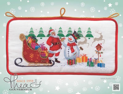 Thea Gouverneur - Borduurpakket met telpatroon - 555A - Voorgesorteerde DMC Garens - Kerstman - Aida - 46 cm x 25 cm - DIY Kit