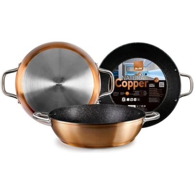 IBILI Natura Koper - Diepe Koekenpan Anti-aanbak met 2 Handvatten (28 cm) - Aluminium - Koper