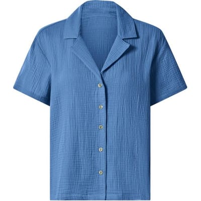 ESMARA Mousseline dames blouse - korte mouwen (Blauw, S (36/38))