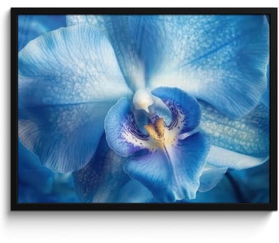 Poster in lijst - Fotolijst 70x50 cm - Posters - Blauw - Orchidee - Elegeant - Posterlijst zwart - Decoratie - Wanddecoratie woonkamer - Muurdecoratie slaapkamer