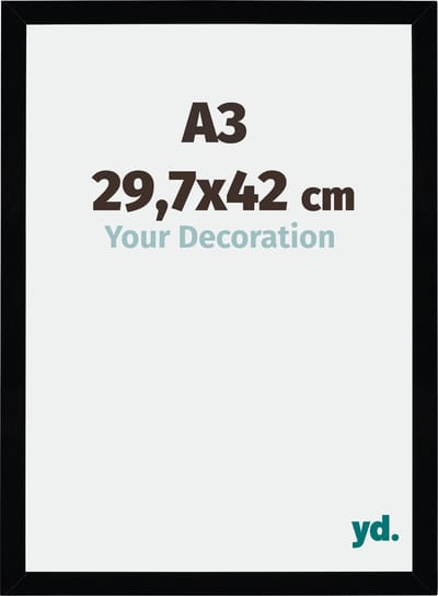 Your Decoration - Fotolijst A3 29,7x42 cm - MDF - Zwart Hoogglans - Mura
