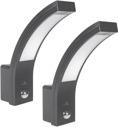 Maclean - Wandlamp set van 2 stuks - LED-lamp met infrarood bewegingssensor MCE244 GR - 750lm 10W IP54 - Grijs