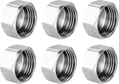 6-delige set van 304 roestvrij staal g1/2 inch (ø20 mm) vrouwelijke schroefdraad blindstop, hexagonale stop voor waterleidingen met afdichtring, afsluitdop voor kraan, afvoer en radiatorkraan