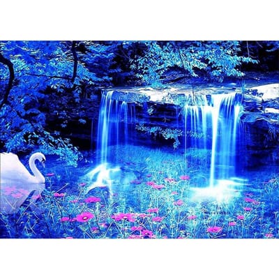 Bricolage 5D diamant peinture cascade diamant broderie point de croix 20X30CM blue