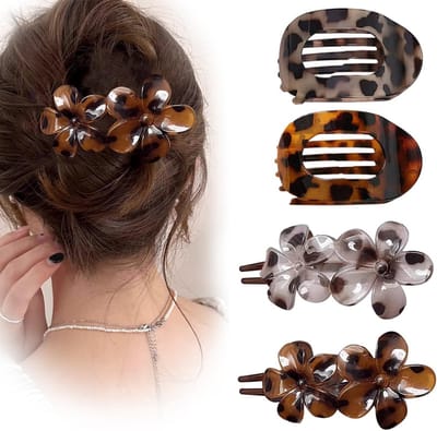 haarclips voor dames, plat haar, 4 stuks, licht en antislip, haarclip voor dik en fijn haar, elegante haarclip voor elke dag, sport, rijden