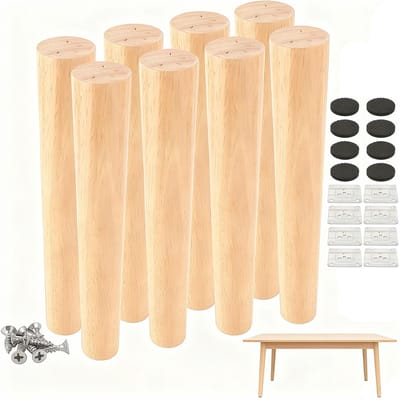Dailygoods- Meubelpoten 30 cm - Houten Meubelpoten - Set van 8 - Robuuste Tafelpoten - Antislip Pads - Maximaal Draagvermogen 300 kg - Meubelvoeten