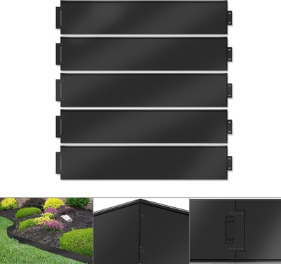 Graskantafwerking Metaal - Tuinrand Palissade - Tuinrand Creëren - Flexibel Buigbaar - 10 Meter Set - Zwart